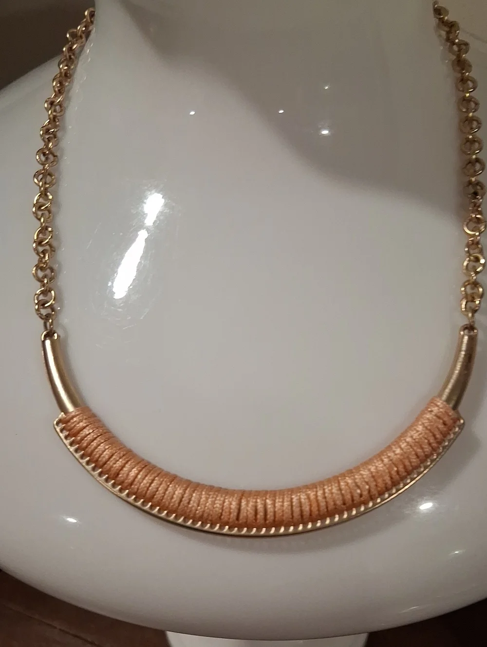 Charming Charlie Gold-Tone Collar Necklace with Peach Wrap Accent